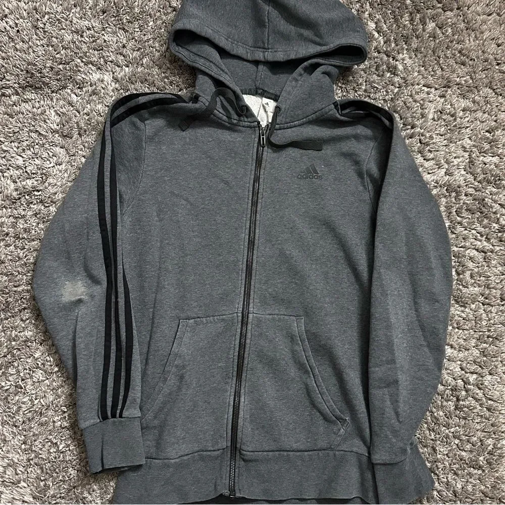 Adidas Gray Full Zip Hoodie